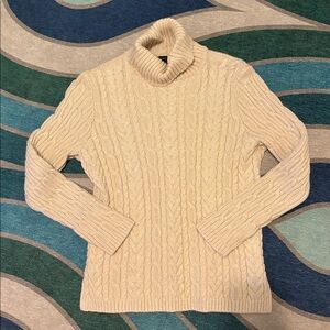 Jeanne Pierre Cream Cable Knit Turtleneck Sweater